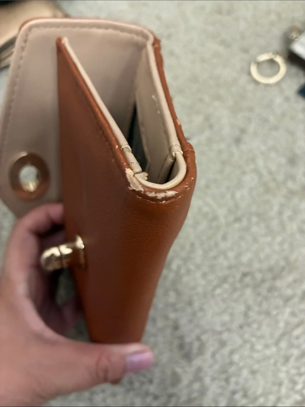 GUESS Brown Fold-Over Turn-Lock Wallet
